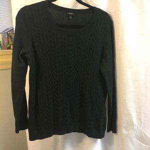 Talbots Black Crew Neck Cotton/Wool Cable Sweater Sz 1X P